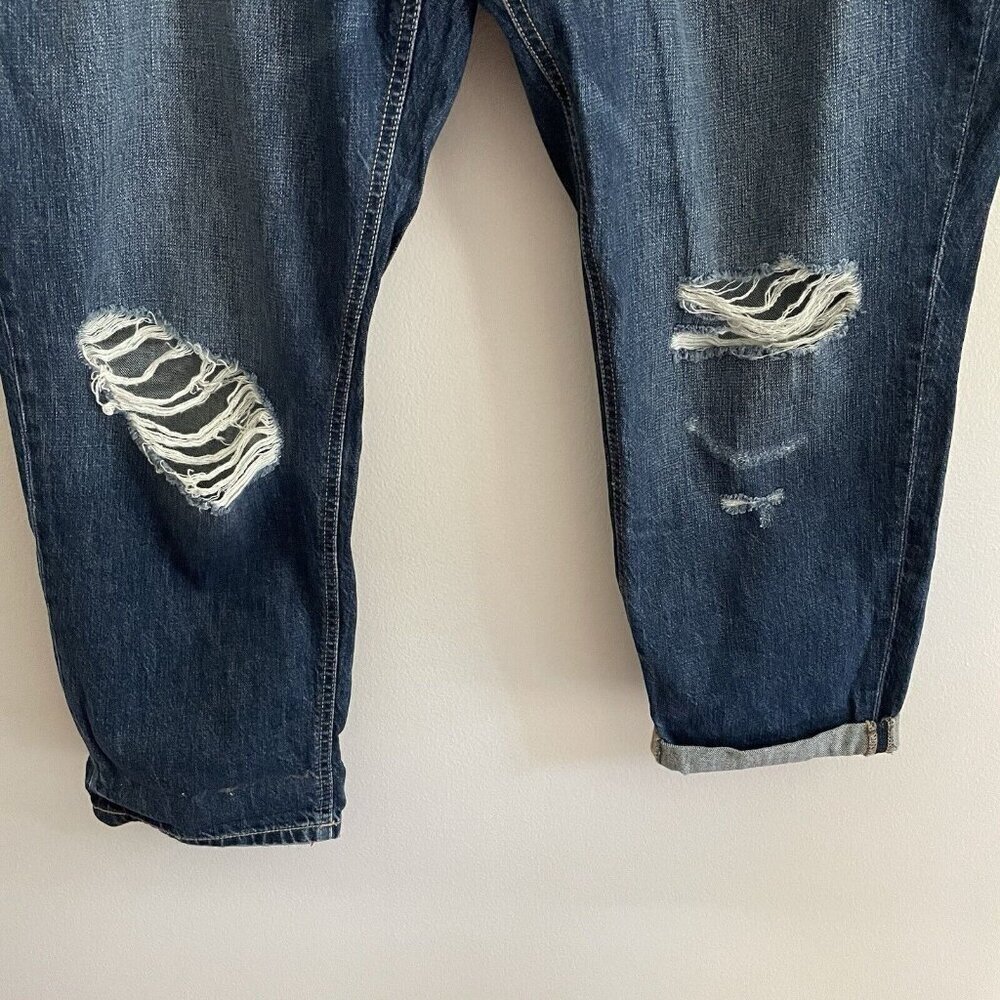 KanCan Womn 3XL Dark Wash Distressed Denim Relaxed High Rise Girlfriend Jean NWT - Picture 2 of 12
